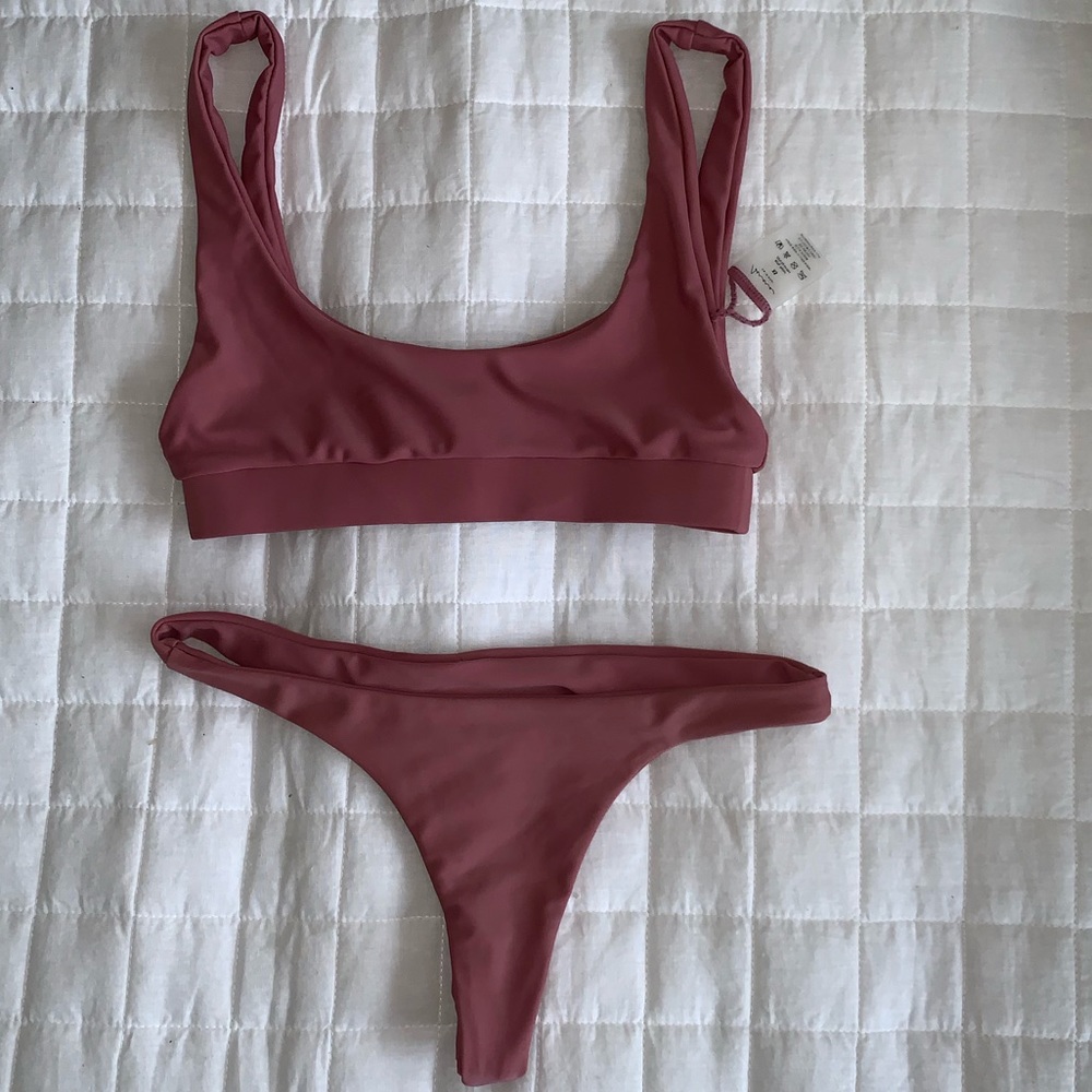 Anna Swim Ainsley Set in Blush, Size Extra Small.
